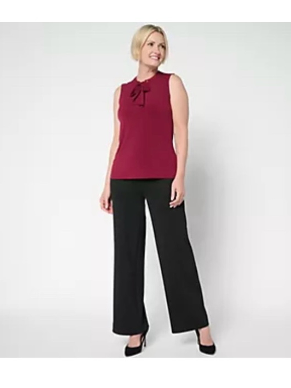Susan Graver Tie-Neck Sleeveless Camisole in Burgundy